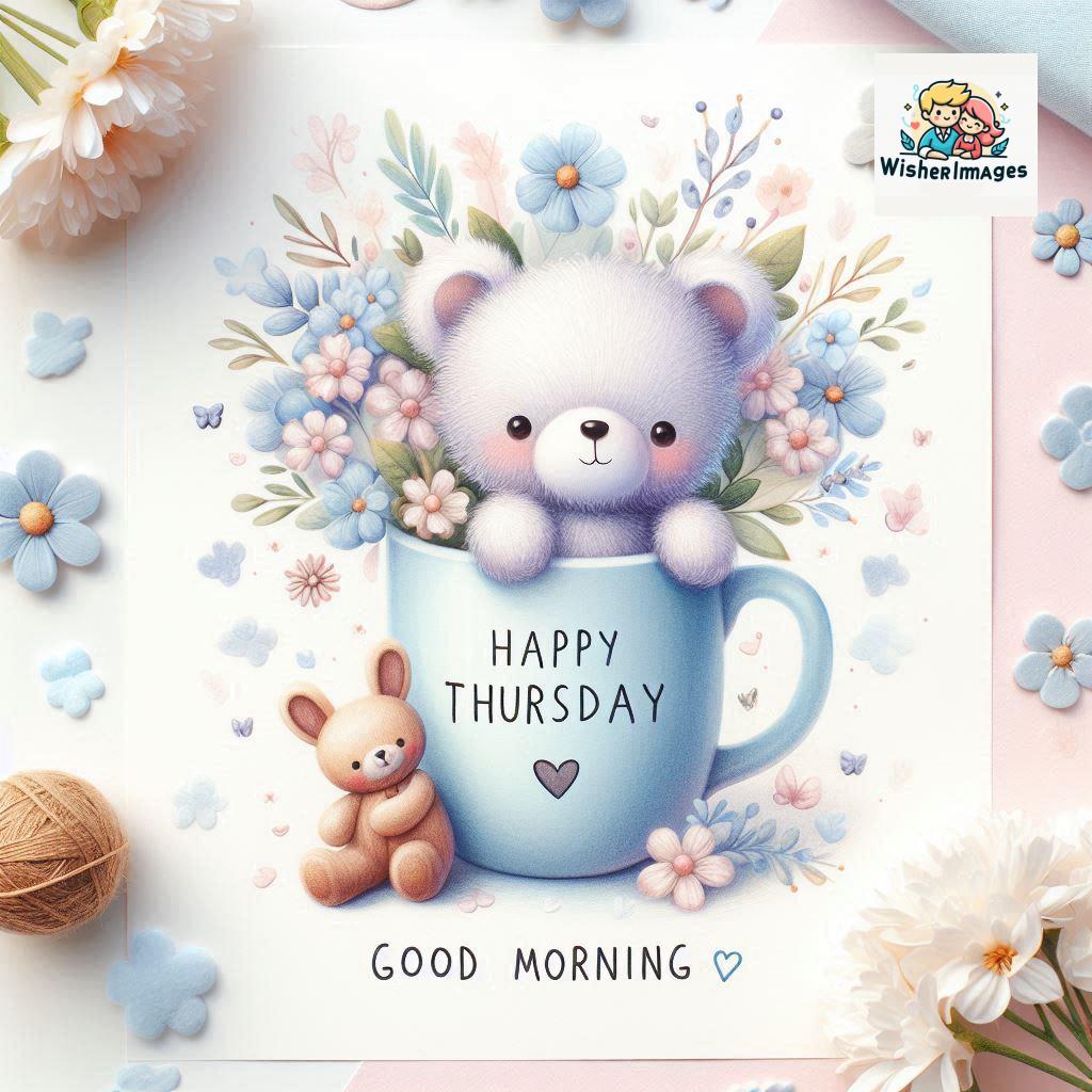 happy thursday good morning images for whatsapp in english thursday good morning images with cup flowers ()