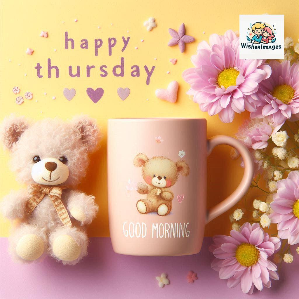 happy thursday good morning images for whatsapp in english thursday good morning images with cup flowers ()