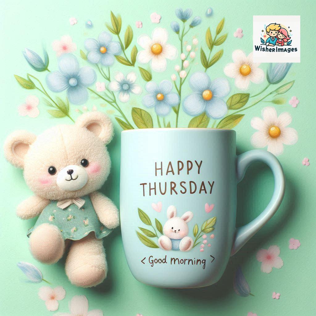 happy thursday good morning images for whatsapp in english thursday good morning images with cup flowers ()