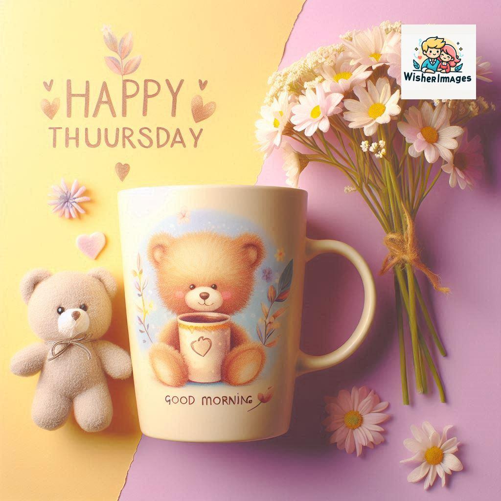 happy thursday good morning images for whatsapp in english thursday good morning images with cup flowers ()