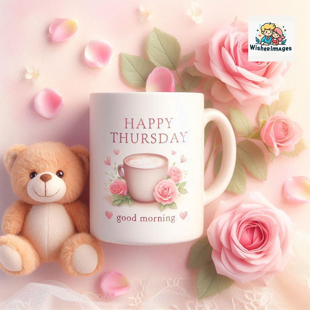 happy thursday good morning images for whatsapp in english thursday good morning images with cup flowers ()