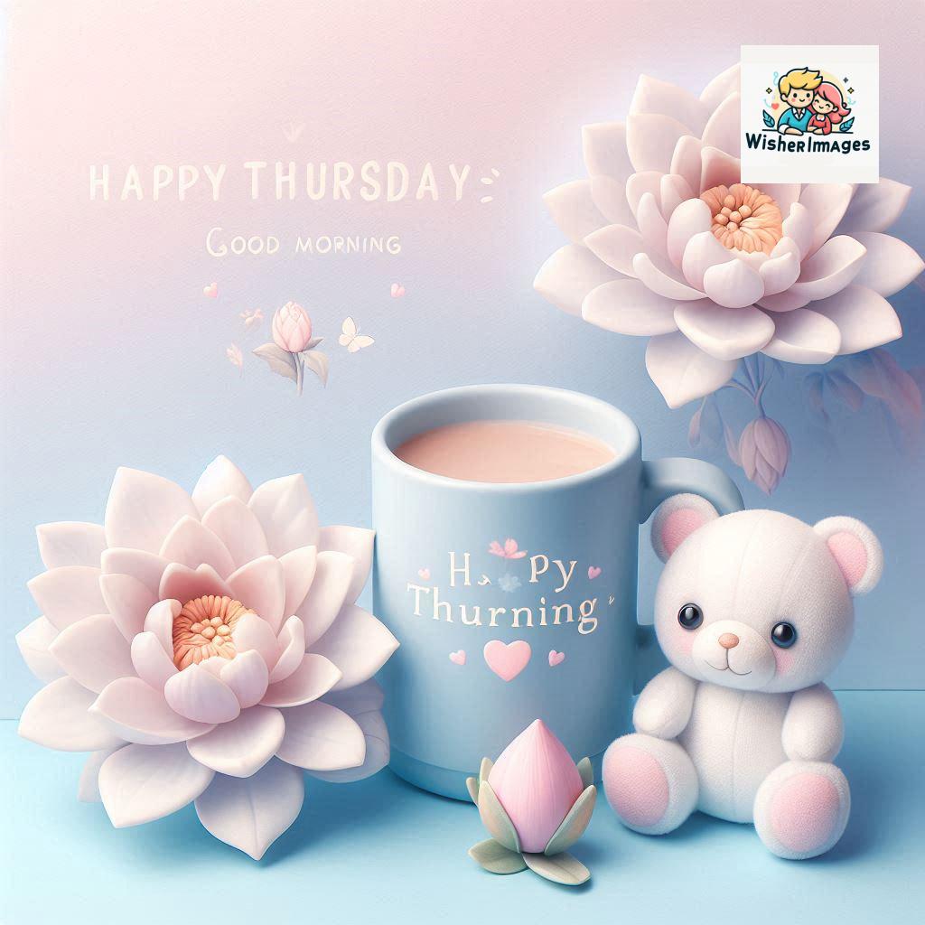 happy thursday good morning images for whatsapp in english thursday good morning images with cup flowers ()