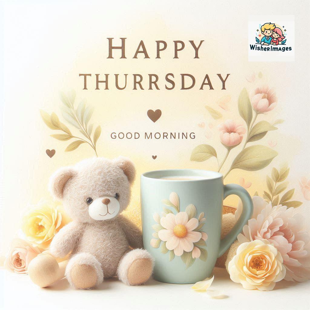 happy thursday good morning images for whatsapp in english thursday good morning images with cup flowers ()