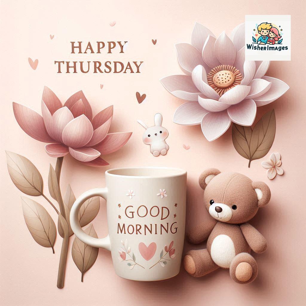 happy thursday good morning images for whatsapp in english thursday good morning images with cup flowers ()