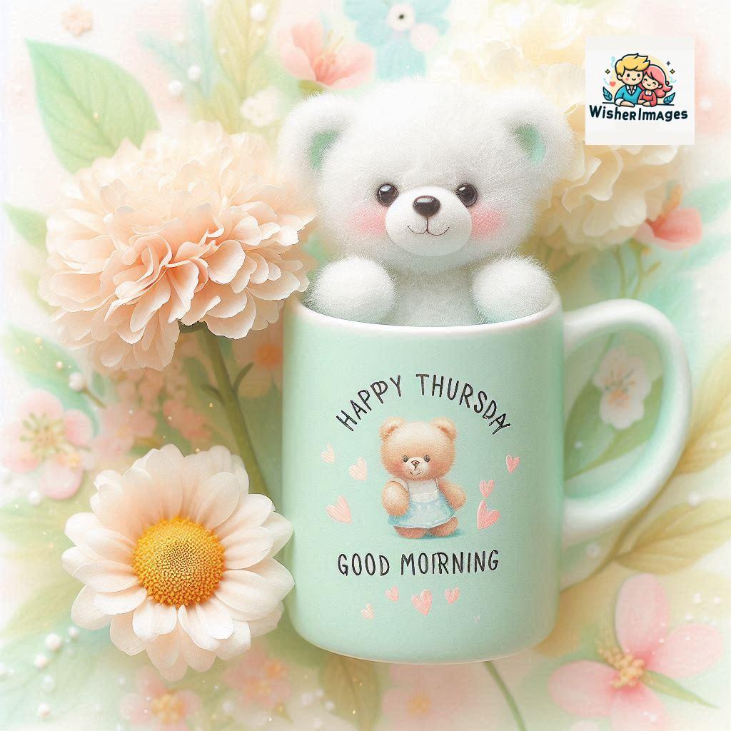 happy thursday good morning images for whatsapp in english thursday good morning images with cup flowers ()