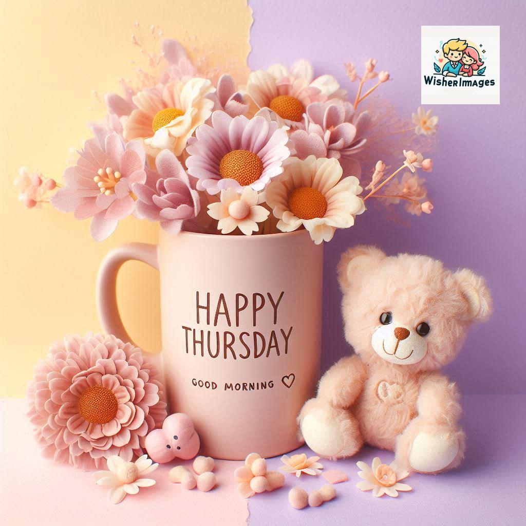 happy thursday good morning images for whatsapp in english thursday good morning images with cup flowers ()