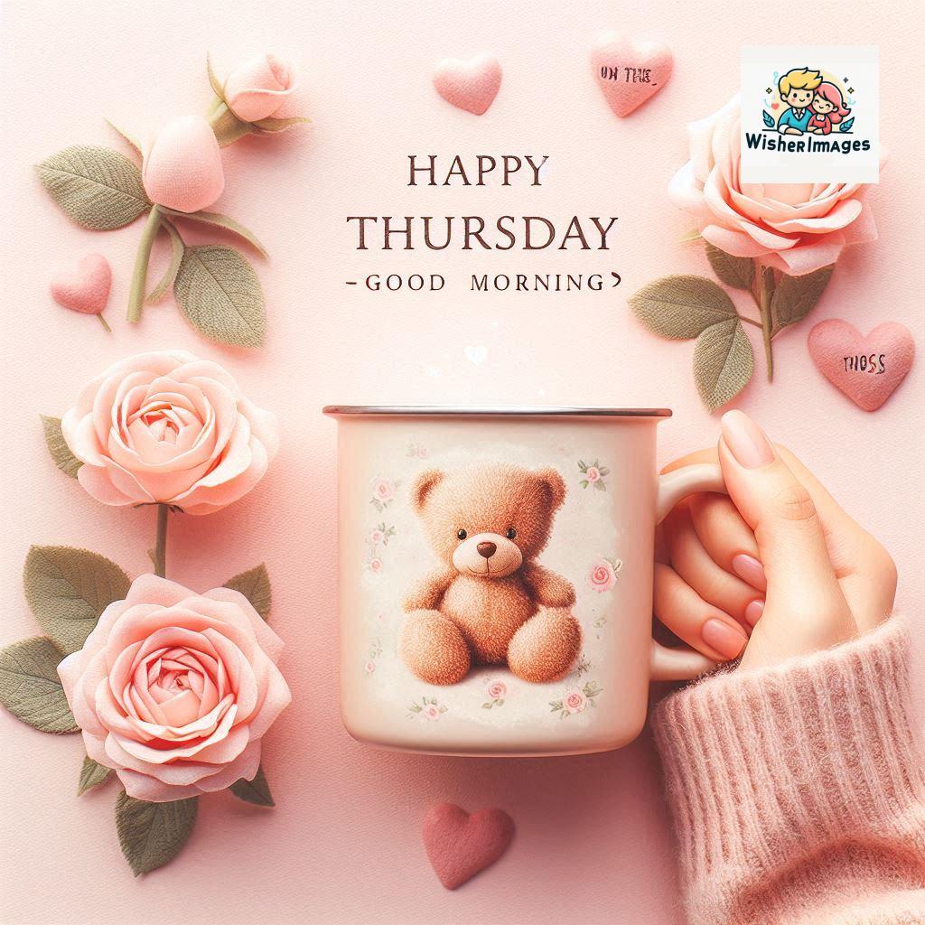 happy thursday good morning images for whatsapp in english thursday good morning images with cup flowers ()