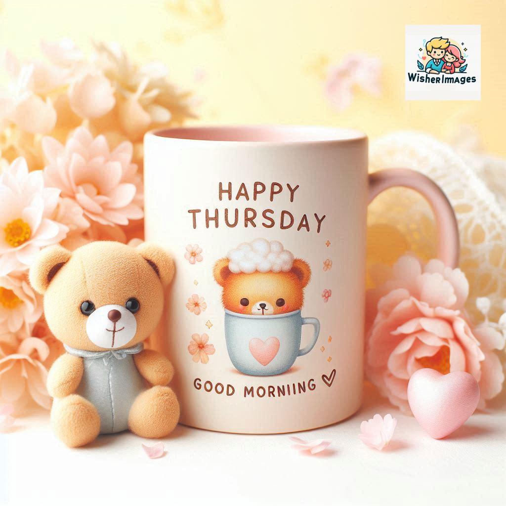 happy thursday good morning images for whatsapp in english thursday good morning images with cup flowers ()