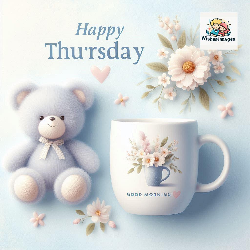 happy thursday good morning images for whatsapp in english thursday good morning images with cup flowers ()