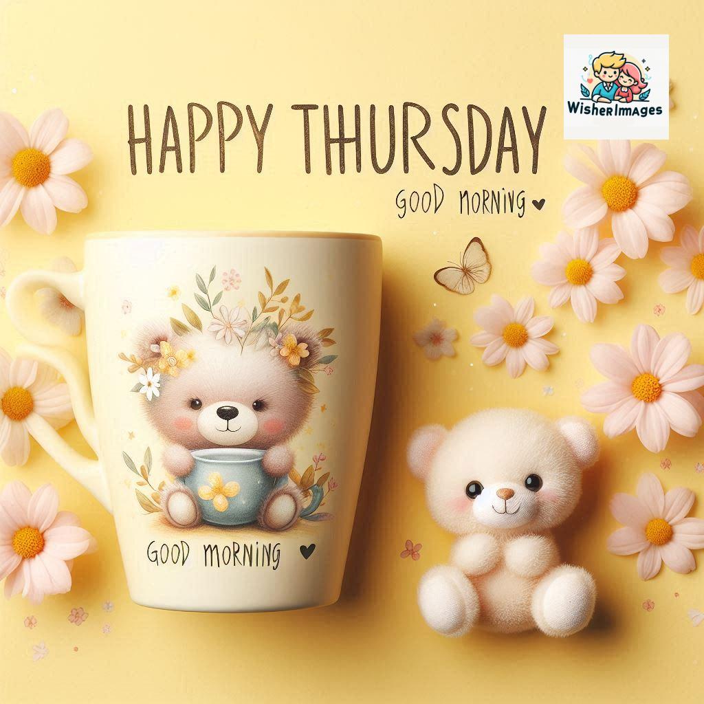 happy thursday good morning images for whatsapp in english thursday good morning images with cup flowers ()