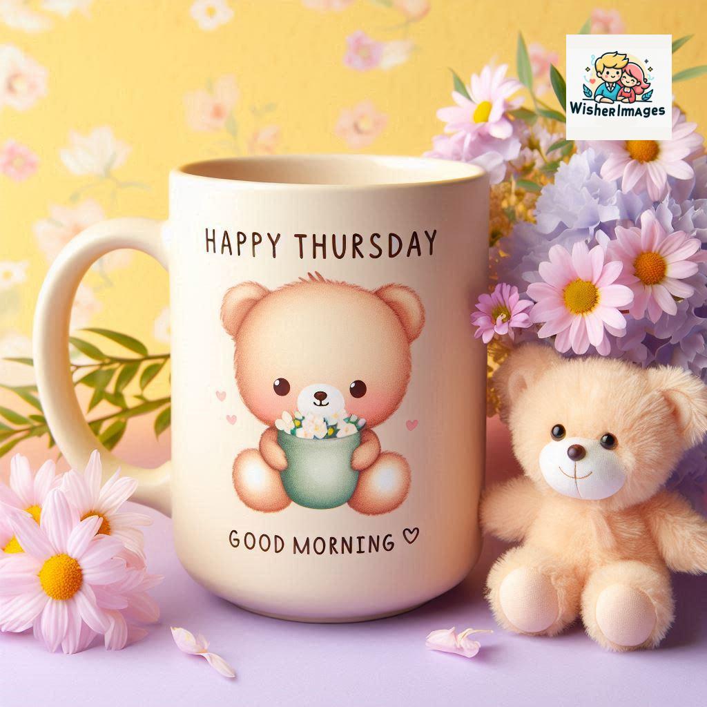 happy thursday good morning images for whatsapp in english thursday good morning images with cup flowers ()