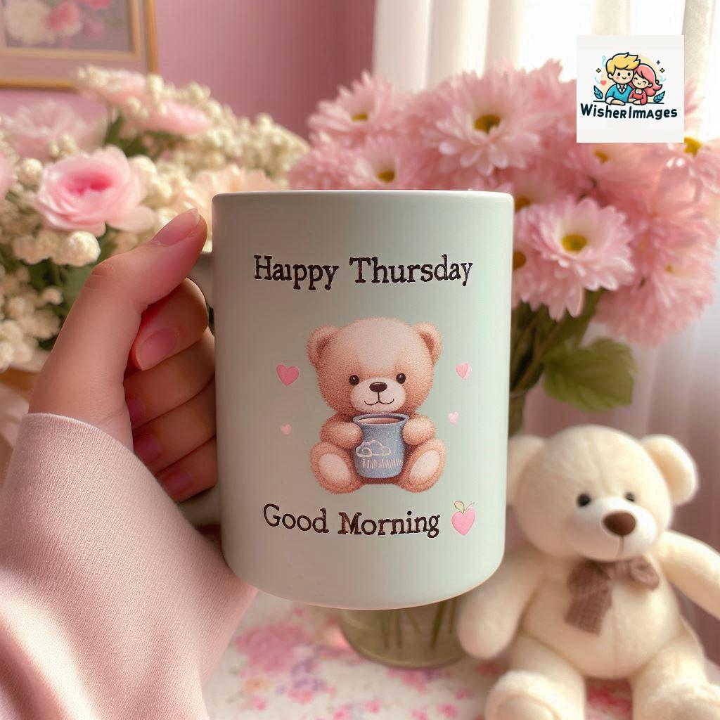 happy thursday good morning images for whatsapp in english thursday good morning images with cup flowers ()