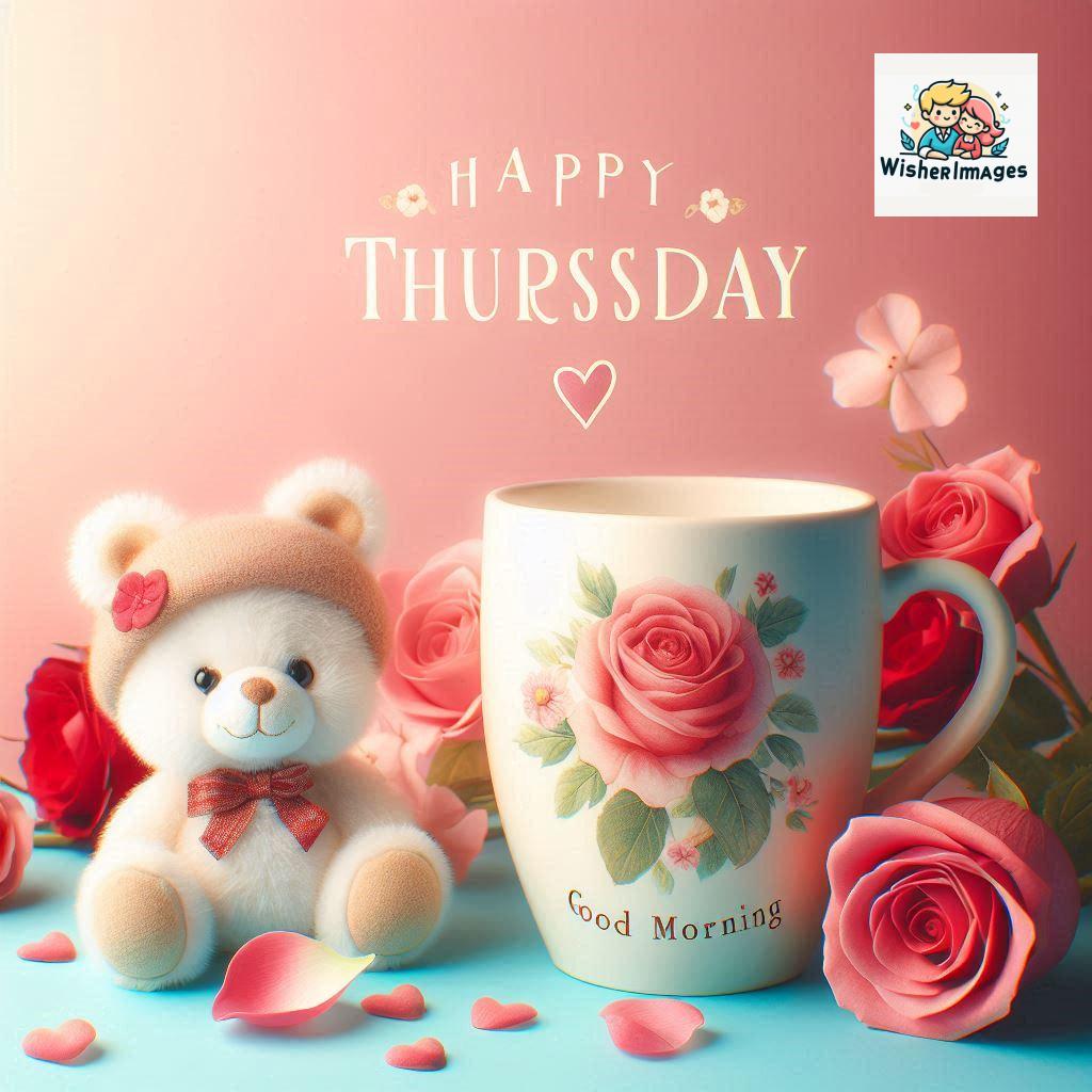 happy thursday good morning images for whatsapp in english thursday good morning images with cup flowers ()