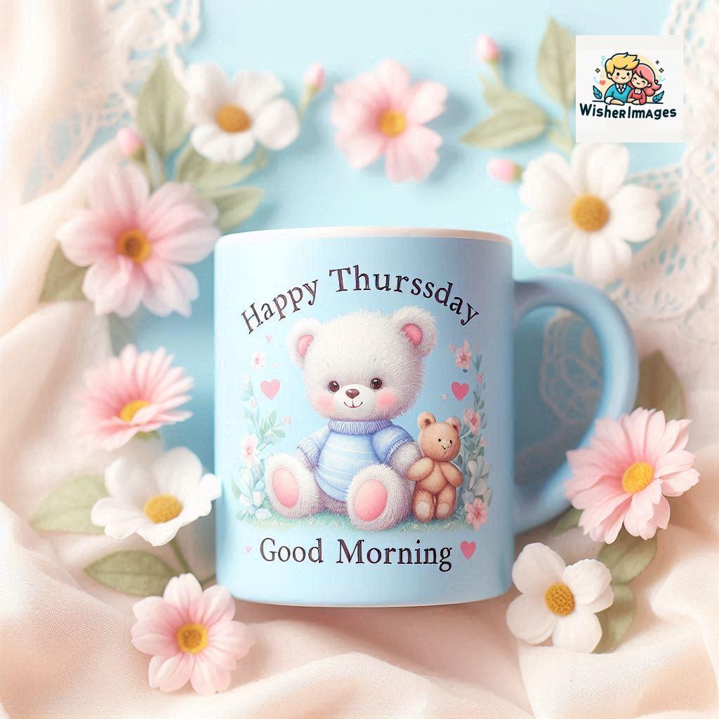 happy thursday good morning images for whatsapp in english thursday good morning images with cup flowers ()