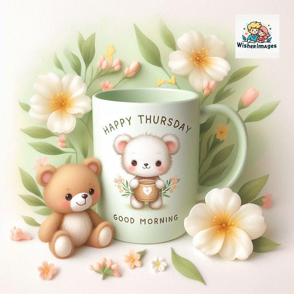 happy thursday good morning images for whatsapp in english thursday good morning images with cup flowers ()