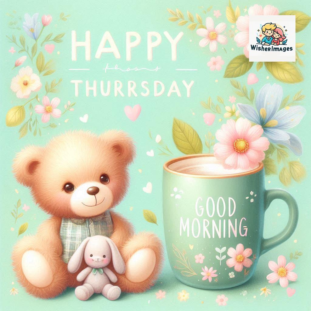 happy thursday good morning images for whatsapp in english thursday good morning images with cup flowers ()