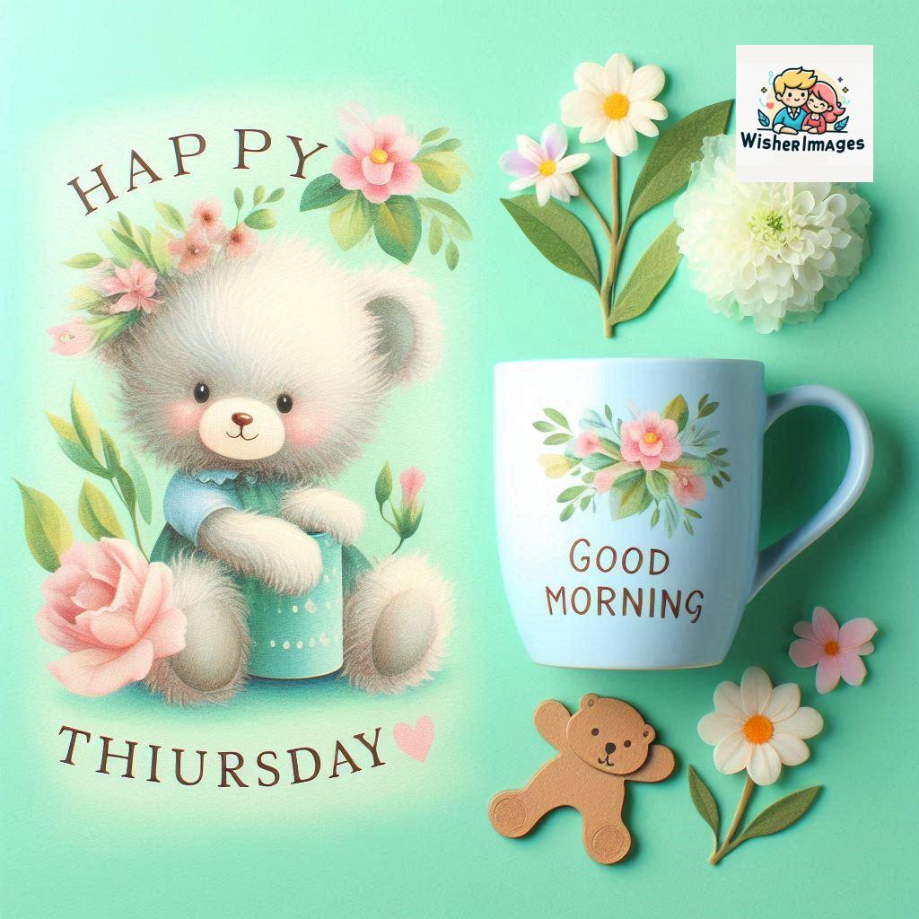 happy thursday good morning images for whatsapp in english thursday good morning images with cup flowers ()