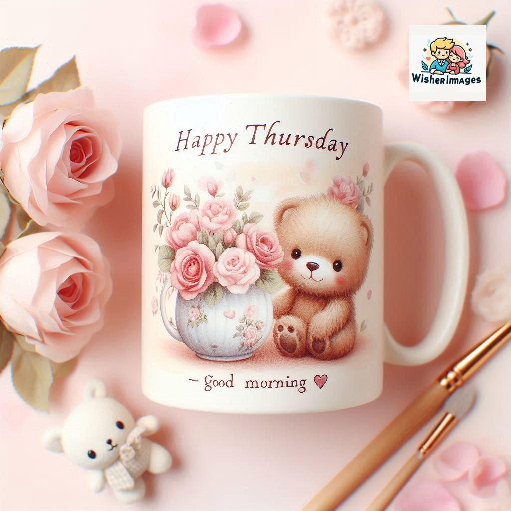 happy thursday good morning images for whatsapp in english thursday good morning images with cup flowers ()