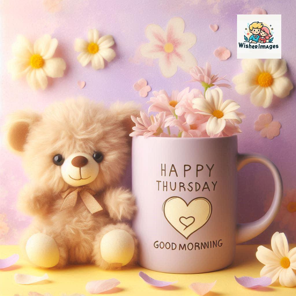 happy thursday good morning images for whatsapp in english thursday good morning images with cup flowers ()