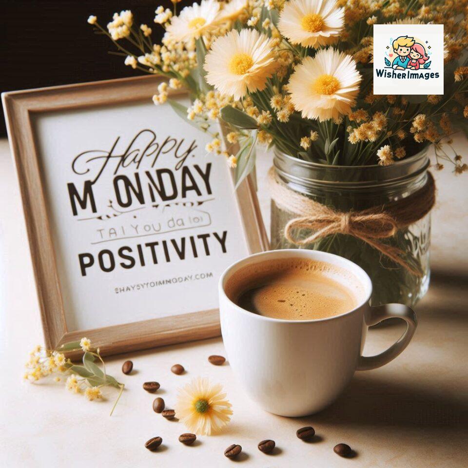 start your day with positivity happy monday blue flowers coffee mug ()