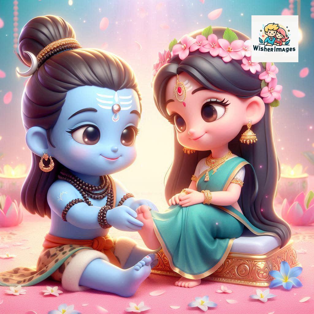 Cute Chibi Lord Shiva and Parvati Devi | Divine Love Art | Happy Sawan Illustration 11 Blessings of Mahadev and Parvati Happy Sawan Artistic Illustratio 10 Good Morning image Free Download