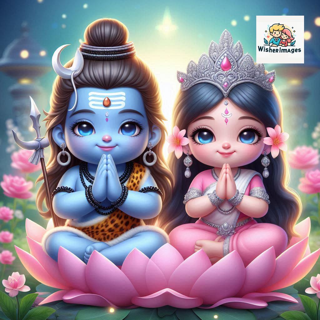 Cute Chibi Lord Shiva and Parvati Devi | Divine Love Art | Happy Sawan Illustration 102 Blessings of Mahadev and Parvati Happy Sawan Artistic Illustratio 101 Good Morning image Free Download