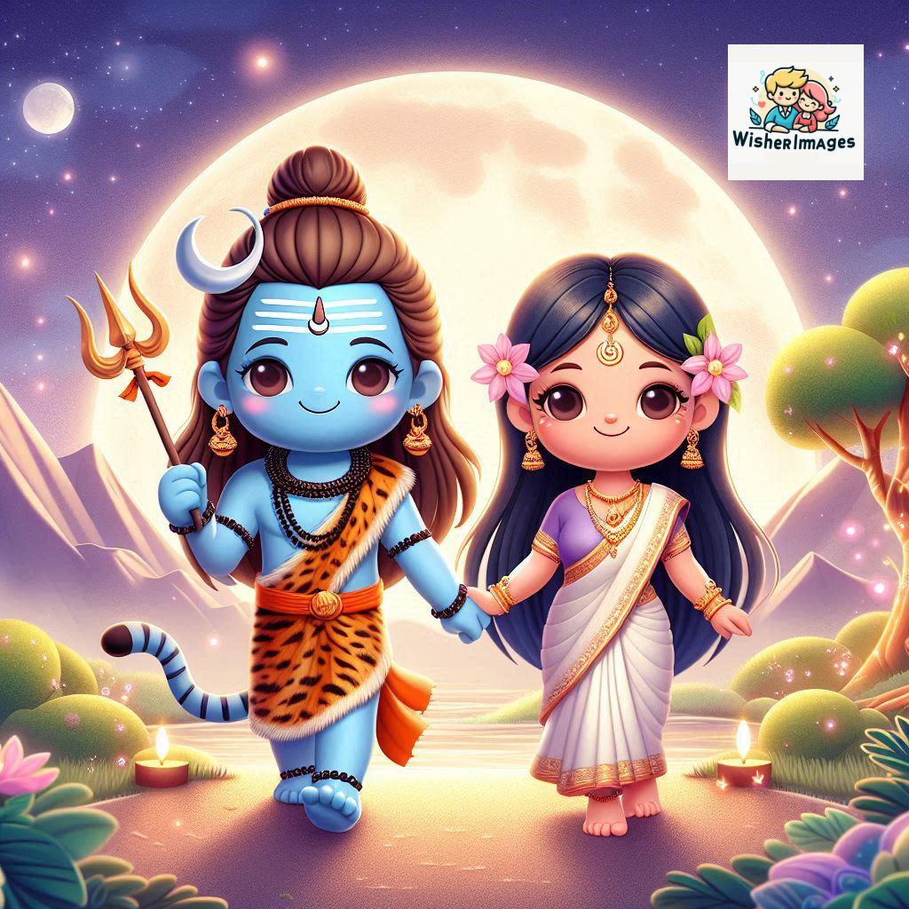 Cute Chibi Lord Shiva and Parvati Devi | Divine Love Art | Happy Sawan Illustration 105 Blessings of Mahadev and Parvati Happy Sawan Artistic Illustratio 104 Good Morning image Free Download