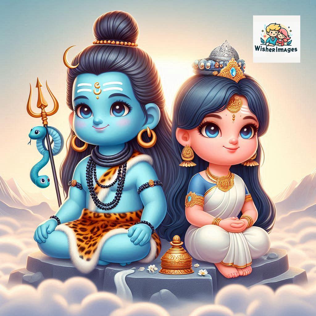 Cute Chibi Lord Shiva and Parvati Devi | Divine Love Art | Happy Sawan Illustration 107 Blessings of Mahadev and Parvati Happy Sawan Artistic Illustratio 106 Good Morning image Free Download