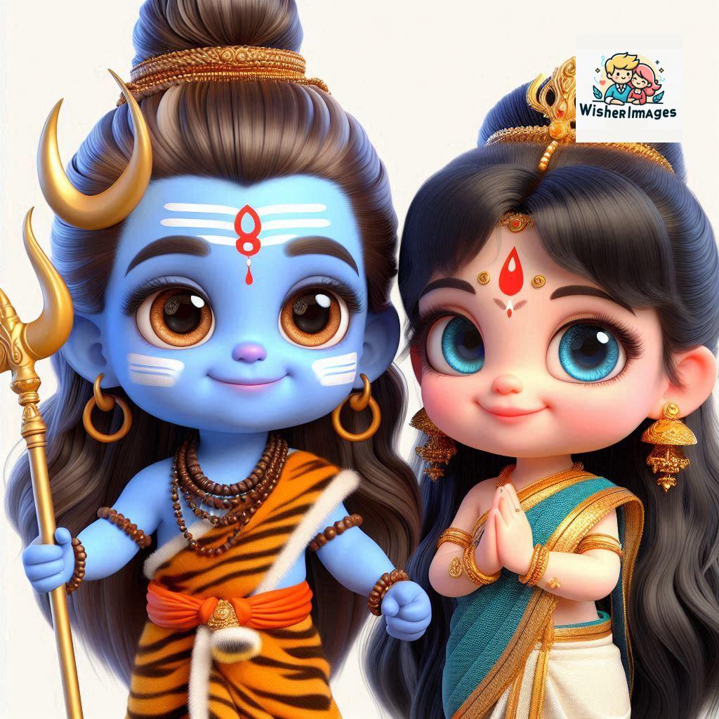 Cute Chibi Lord Shiva and Parvati Devi | Divine Love Art | Happy Sawan Illustration 108 Blessings of Mahadev and Parvati Happy Sawan Artistic Illustratio 107 Good Morning image Free Download