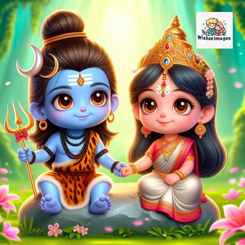 Cute Chibi Lord Shiva and Parvati Devi | Divine Love Art | Happy Sawan Illustration 110 Blessings of Mahadev and Parvati Happy Sawan Artistic Illustratio 109 Good Morning image Free Download