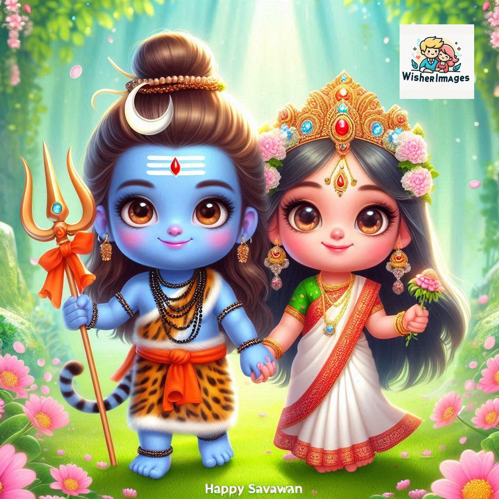 Cute Chibi Lord Shiva and Parvati Devi | Divine Love Art | Happy Sawan Illustration 12 Blessings of Mahadev and Parvati Happy Sawan Artistic Illustratio 11 Good Morning image Free Download