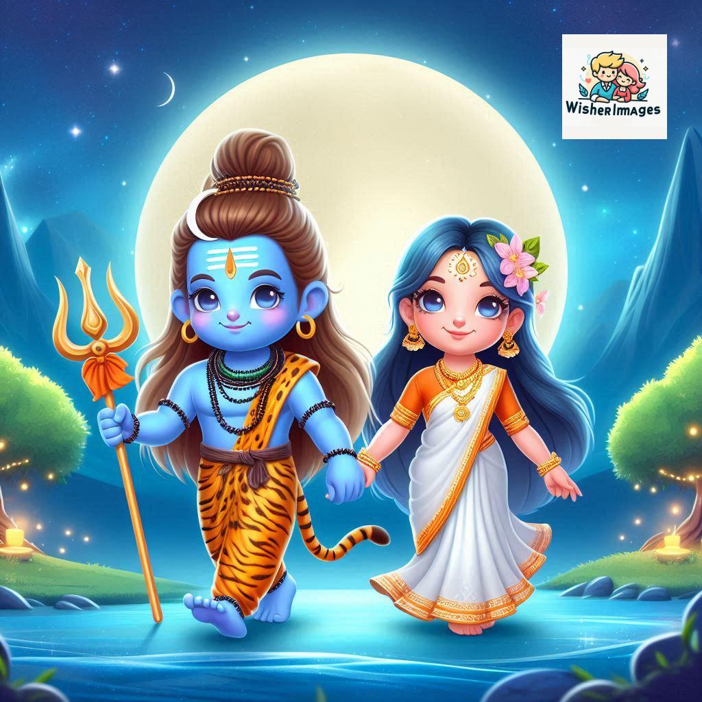Cute Chibi Lord Shiva and Parvati Devi | Divine Love Art | Happy Sawan Illustration 111 Blessings of Mahadev and Parvati Happy Sawan Artistic Illustratio 110 Good Morning image Free Download