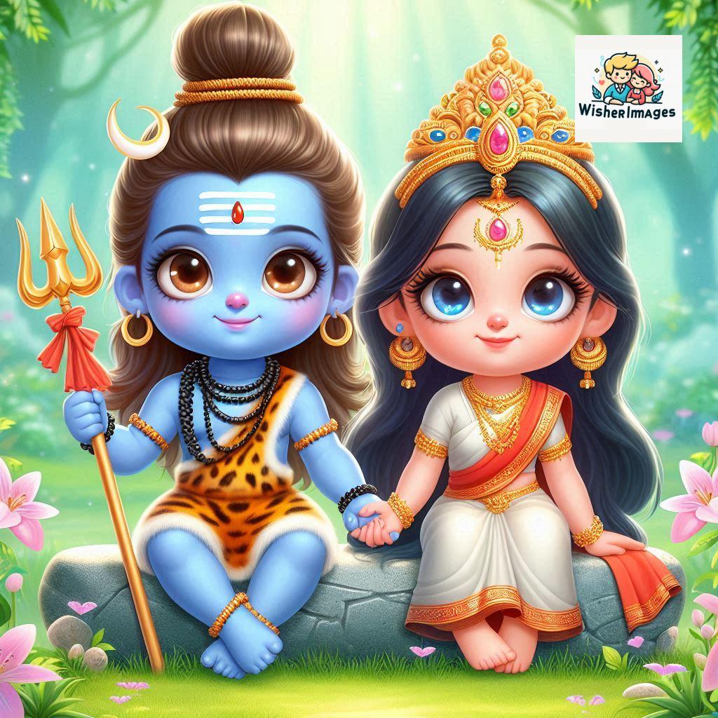 Cute Chibi Lord Shiva and Parvati Devi | Divine Love Art | Happy Sawan Illustration 112 Blessings of Mahadev and Parvati Happy Sawan Artistic Illustratio 111 Good Morning image Free Download
