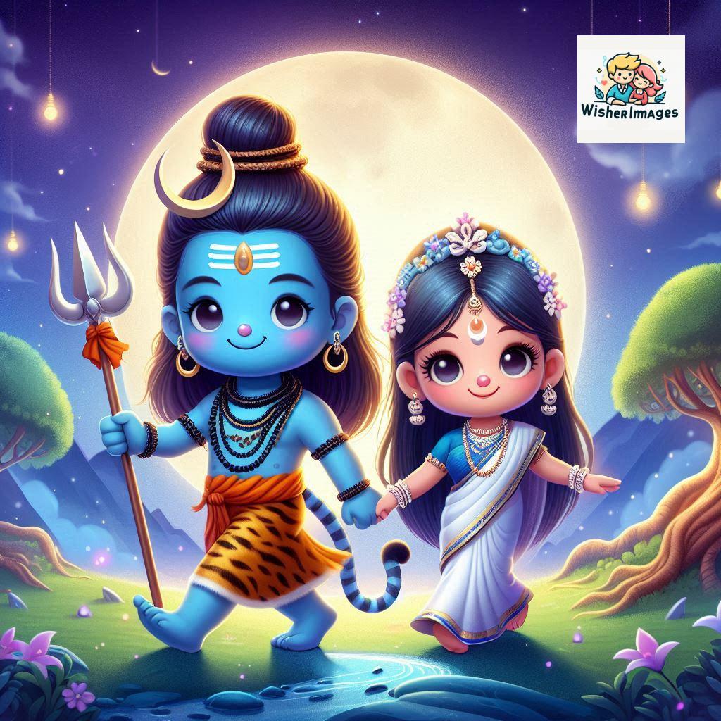 Cute Chibi Lord Shiva and Parvati Devi | Divine Love Art | Happy Sawan Illustration 113 Blessings of Mahadev and Parvati Happy Sawan Artistic Illustratio 112 Good Morning image Free Download