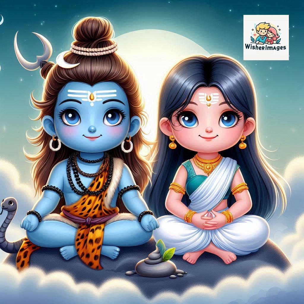 Cute Chibi Lord Shiva and Parvati Devi | Divine Love Art | Happy Sawan Illustration 115 Blessings of Mahadev and Parvati Happy Sawan Artistic Illustratio 114 Good Morning image Free Download