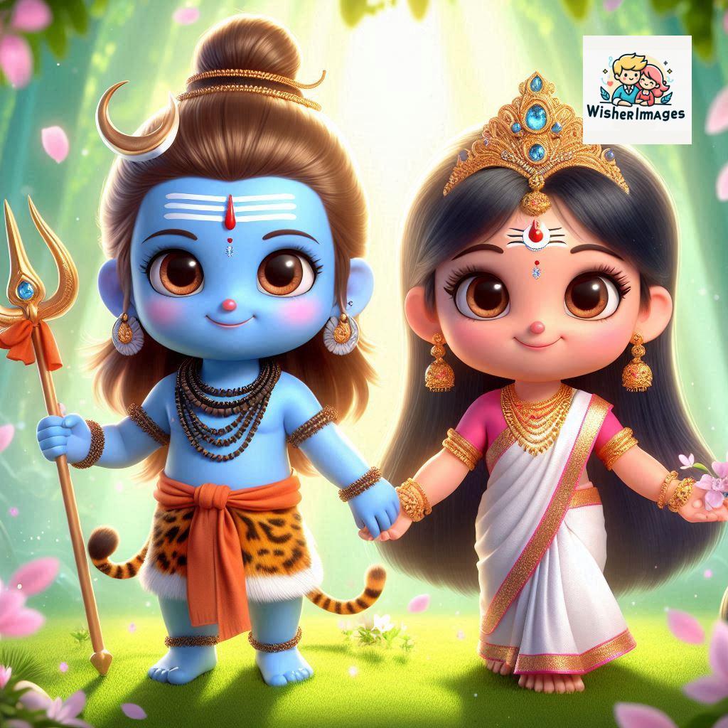 Cute Chibi Lord Shiva and Parvati Devi | Divine Love Art | Happy Sawan Illustration 117 Blessings of Mahadev and Parvati Happy Sawan Artistic Illustratio 116 Good Morning image Free Download