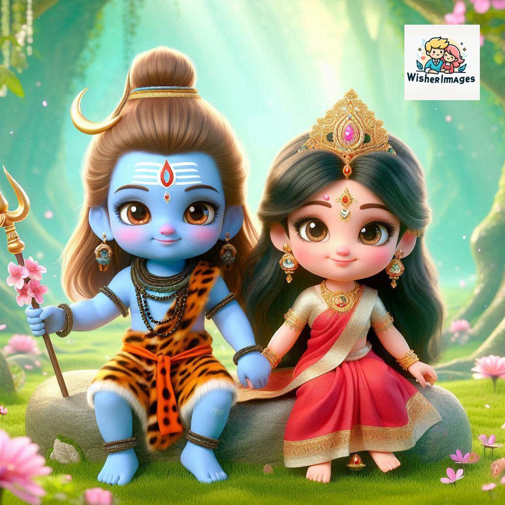 Cute Chibi Lord Shiva and Parvati Devi | Divine Love Art | Happy Sawan Illustration 125 Blessings of Mahadev and Parvati Happy Sawan Artistic Illustratio 124 Good Morning image Free Download