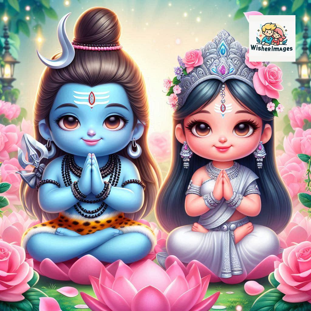 Cute Chibi Lord Shiva and Parvati Devi | Divine Love Art | Happy Sawan Illustration 126 Blessings of Mahadev and Parvati Happy Sawan Artistic Illustratio 125 Good Morning image Free Download