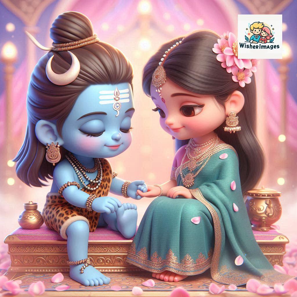 Cute Chibi Lord Shiva and Parvati Devi | Divine Love Art | Happy Sawan Illustration 128 Blessings of Mahadev and Parvati Happy Sawan Artistic Illustratio 127 Good Morning image Free Download