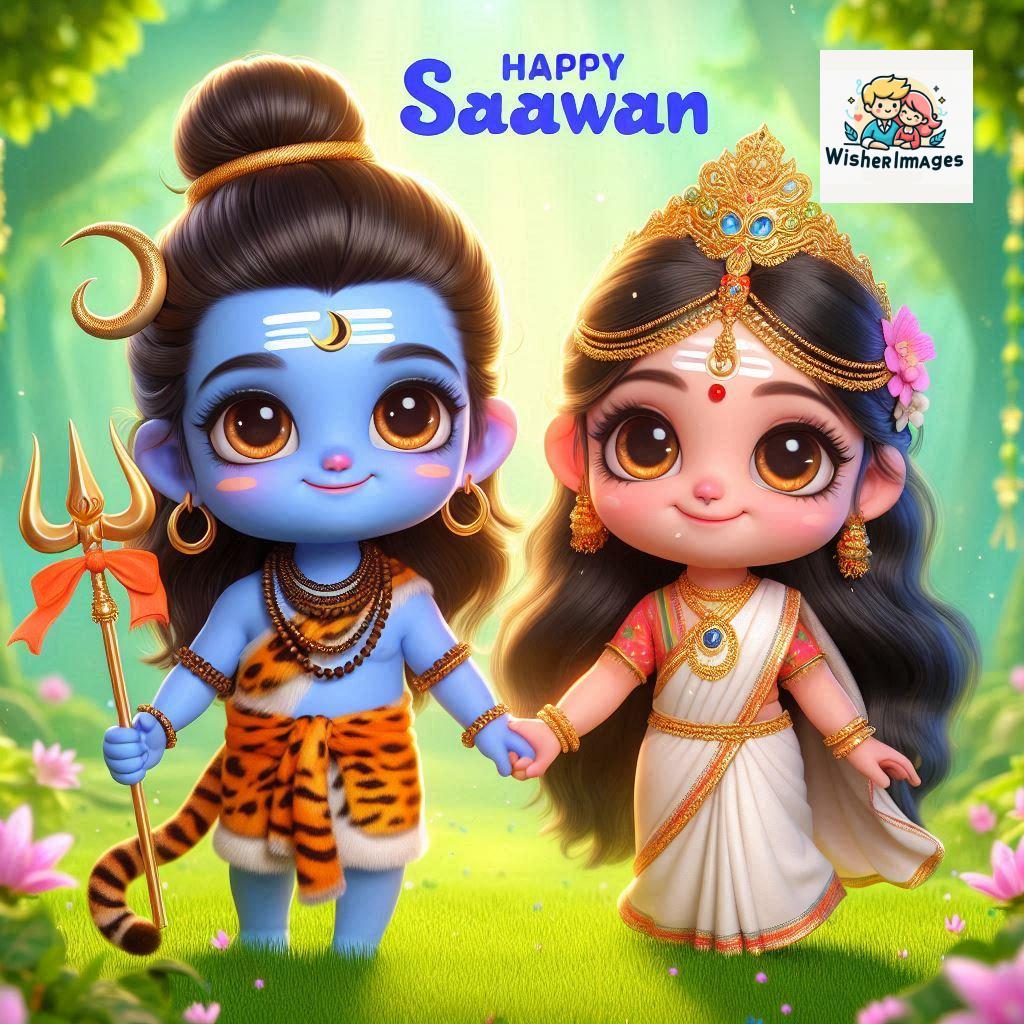 Cute Chibi Lord Shiva and Parvati Devi | Divine Love Art | Happy Sawan Illustration 133 Blessings of Mahadev and Parvati Happy Sawan Artistic Illustratio 132 Good Morning image Free Download
