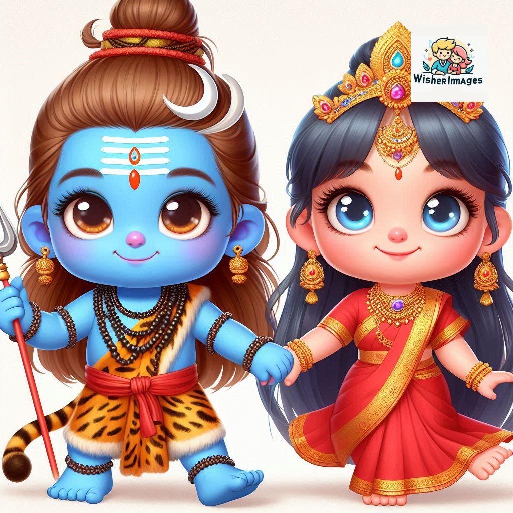 Cute Chibi Lord Shiva and Parvati Devi | Divine Love Art | Happy Sawan Illustration 136 Blessings of Mahadev and Parvati Happy Sawan Artistic Illustratio 135 Good Morning image Free Download