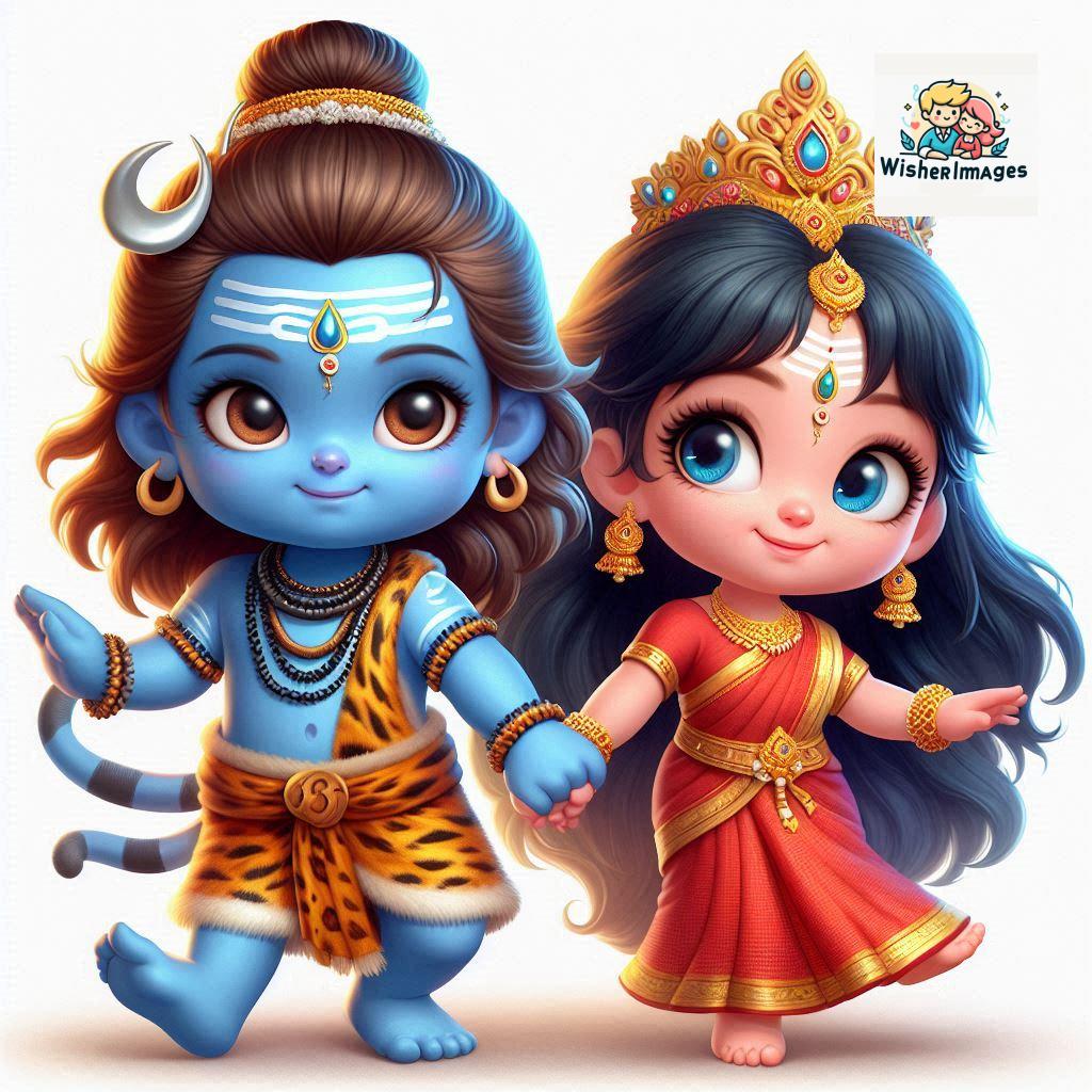 Cute Chibi Lord Shiva and Parvati Devi | Divine Love Art | Happy Sawan Illustration 137 Blessings of Mahadev and Parvati Happy Sawan Artistic Illustratio 136 Good Morning image Free Download