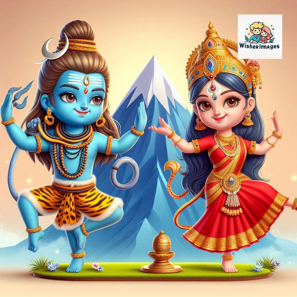 Cute Chibi Lord Shiva and Parvati Devi | Divine Love Art | Happy Sawan Illustration 138 Blessings of Mahadev and Parvati Happy Sawan Artistic Illustratio 137 Good Morning image Free Download