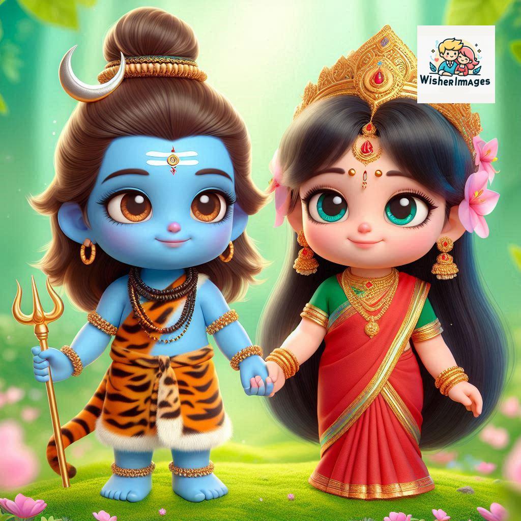 Cute Chibi Lord Shiva and Parvati Devi | Divine Love Art | Happy Sawan Illustration 140 Blessings of Mahadev and Parvati Happy Sawan Artistic Illustratio 139 Good Morning image Free Download