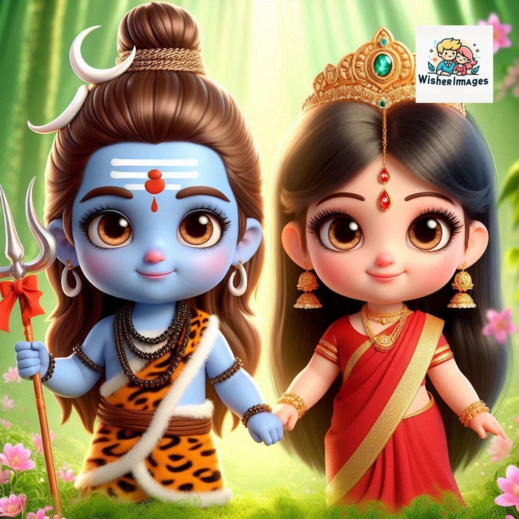 Cute Chibi Lord Shiva and Parvati Devi | Divine Love Art | Happy Sawan Illustration 141 Blessings of Mahadev and Parvati Happy Sawan Artistic Illustratio 140 Good Morning image Free Download