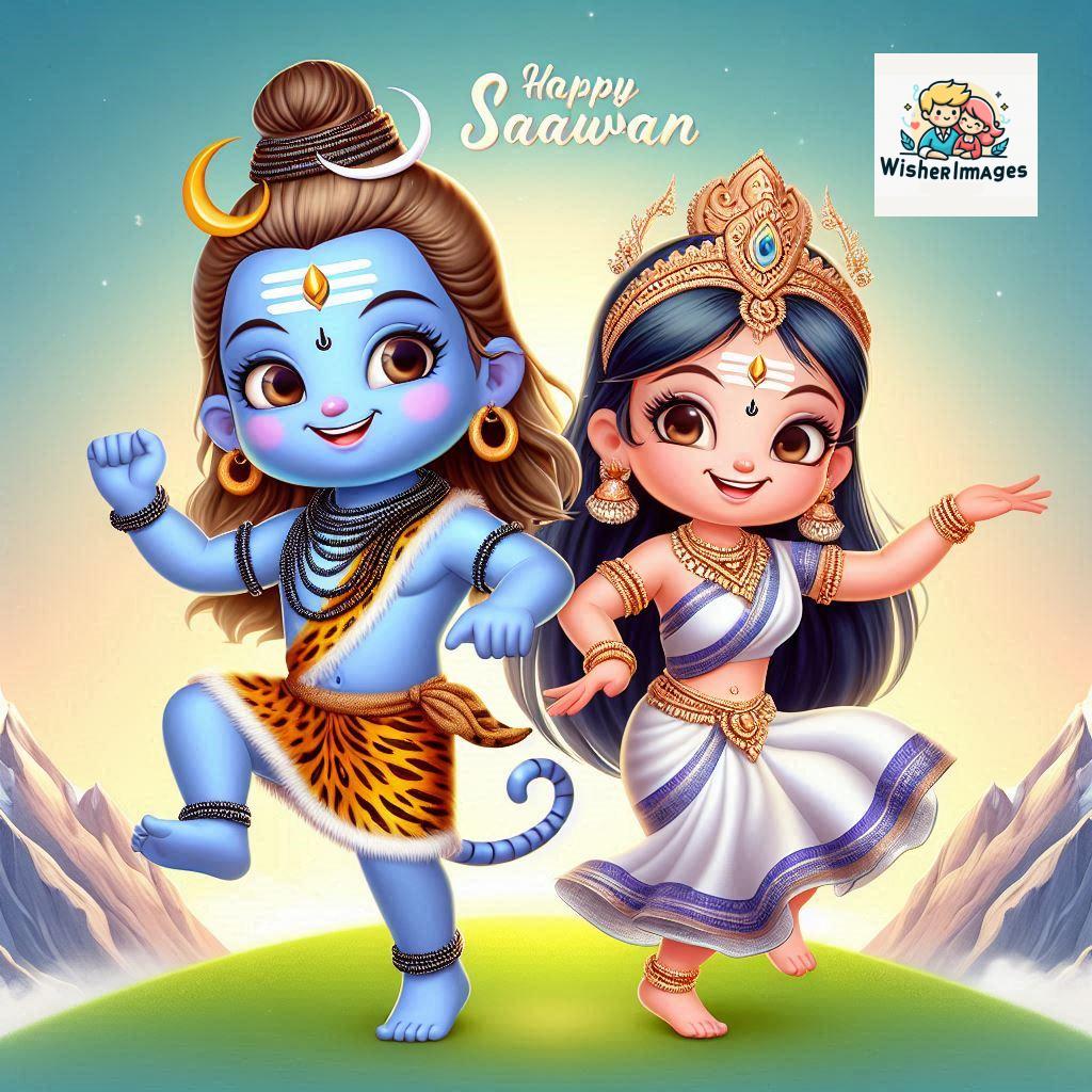 Cute Chibi Lord Shiva and Parvati Devi | Divine Love Art | Happy Sawan Illustration 146 Blessings of Mahadev and Parvati Happy Sawan Artistic Illustratio 145 Good Morning image Free Download