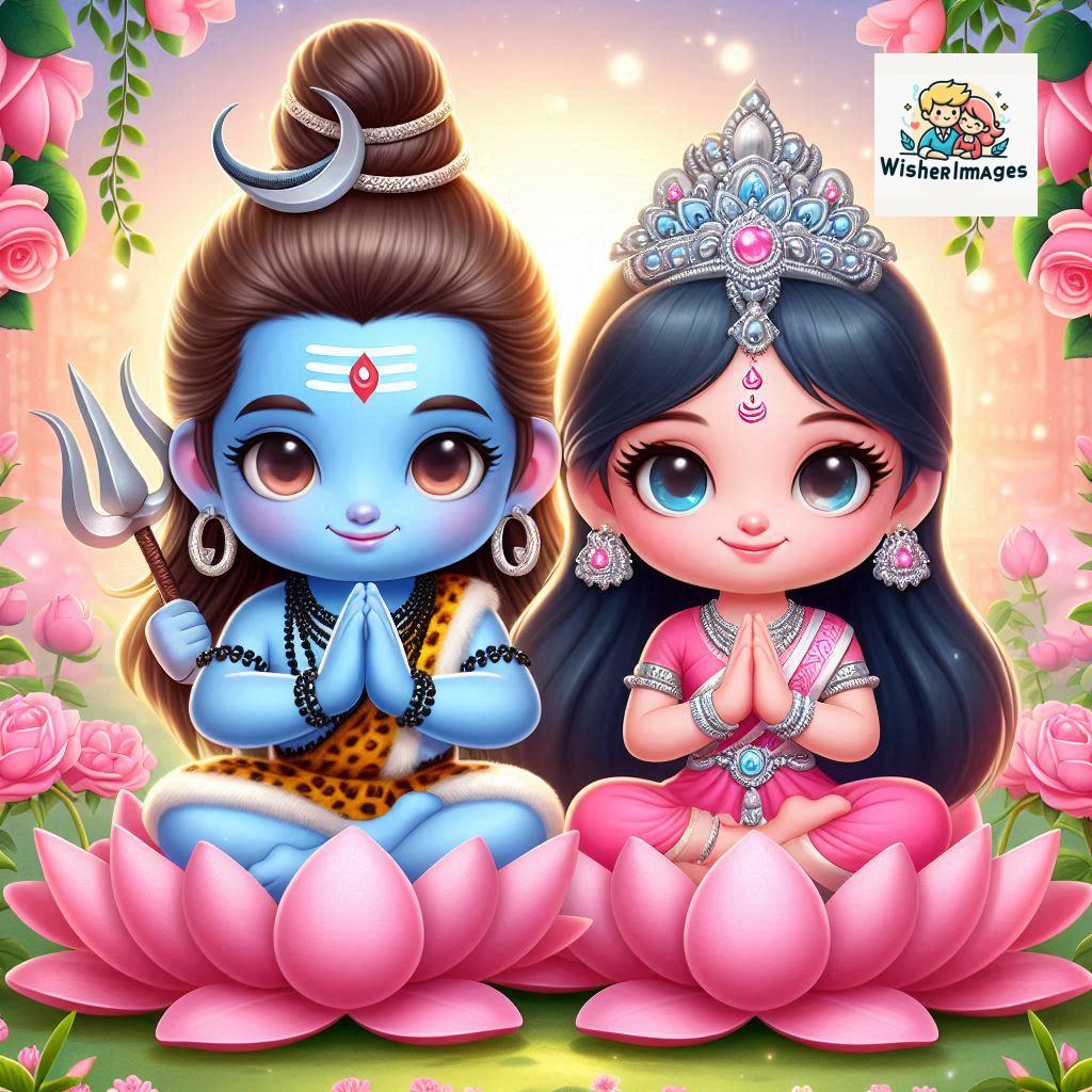 Cute Chibi Lord Shiva and Parvati Devi | Divine Love Art | Happy Sawan Illustration 149 Blessings of Mahadev and Parvati Happy Sawan Artistic Illustratio 148 Good Morning image Free Download