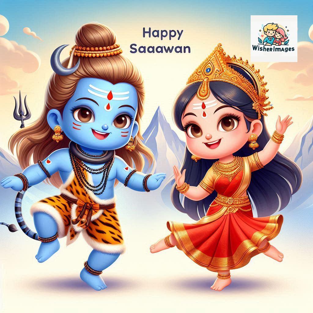 Cute Chibi Lord Shiva and Parvati Devi | Divine Love Art | Happy Sawan Illustration 151 Blessings of Mahadev and Parvati Happy Sawan Artistic Illustratio 150 Good Morning image Free Download