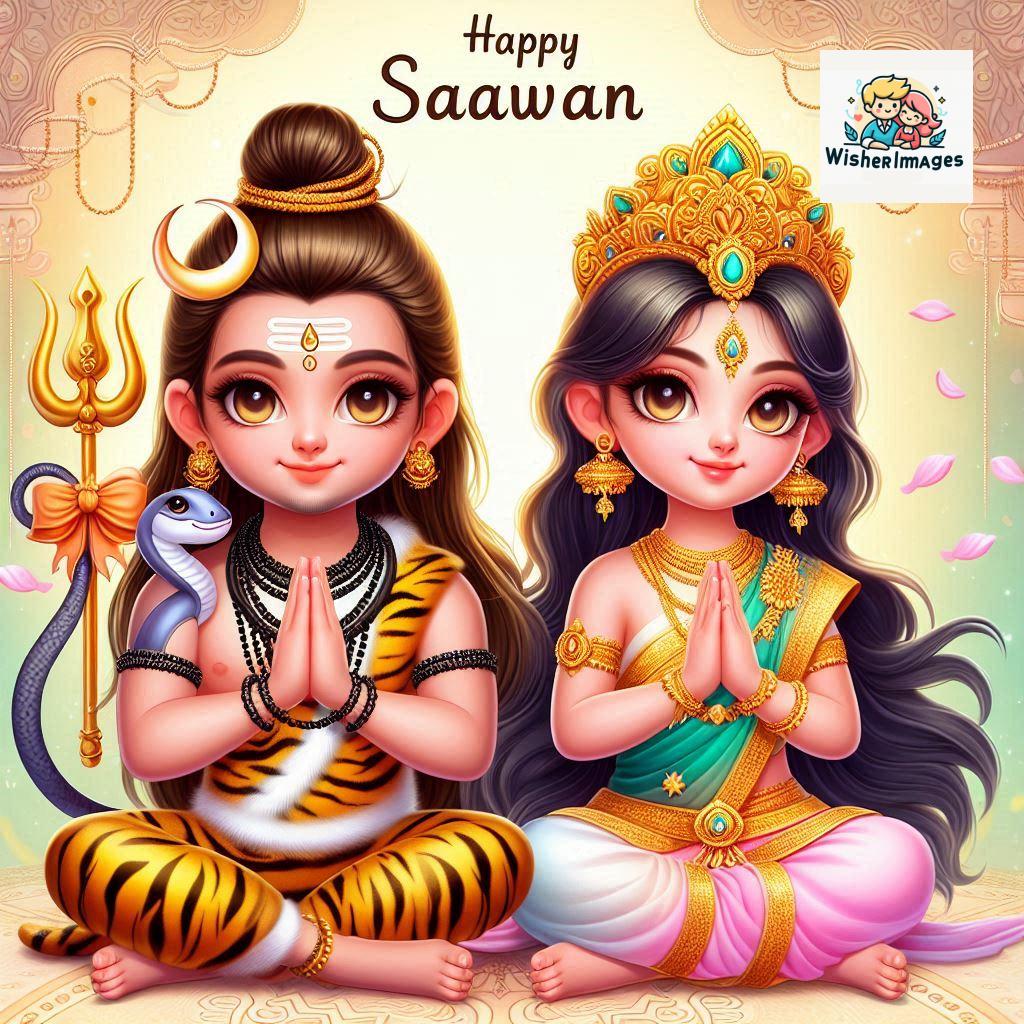 Cute Chibi Lord Shiva and Parvati Devi | Divine Love Art | Happy Sawan Illustration 154 Blessings of Mahadev and Parvati Happy Sawan Artistic Illustratio 153 Good Morning image Free Download
