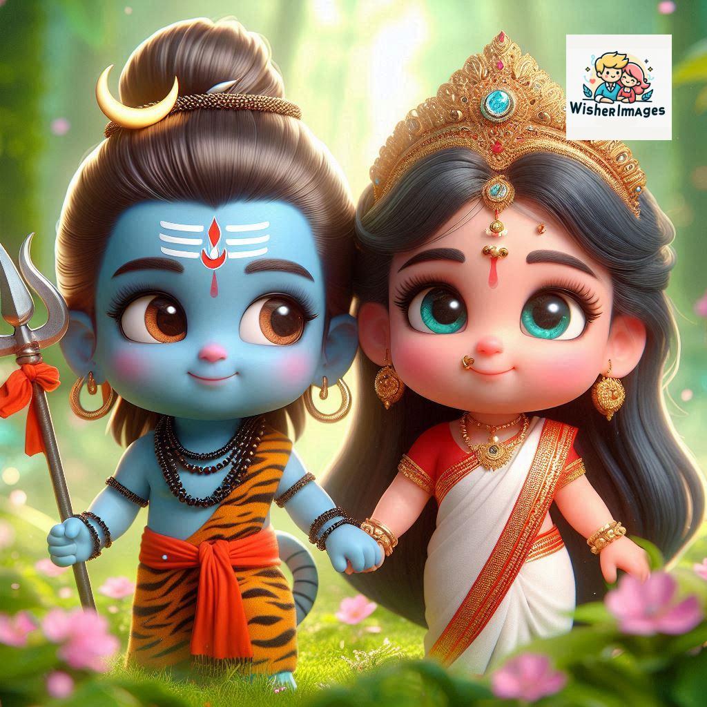 Cute Chibi Lord Shiva and Parvati Devi | Divine Love Art | Happy Sawan Illustration 19 Blessings of Mahadev and Parvati Happy Sawan Artistic Illustratio 18 Good Morning image Free Download